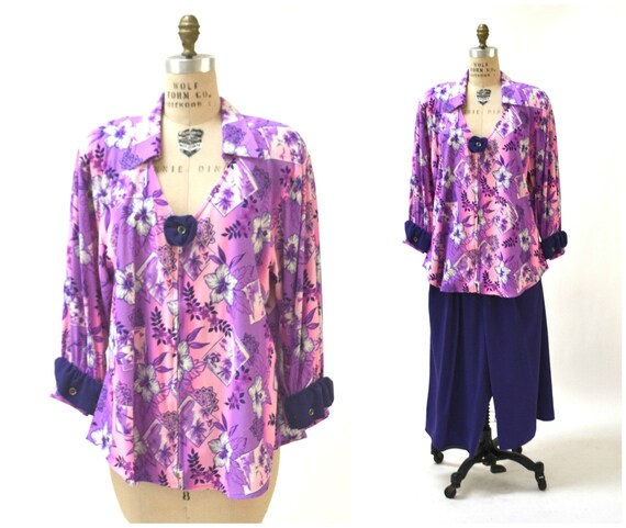 Vintage 80s Party Costume Plus Size Hawaiian Shir… - image 1