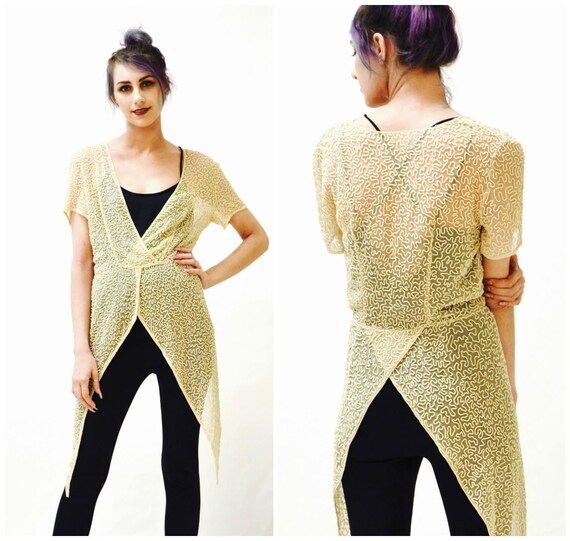 90s Vintage Norma Kamali Designer White Pearl Bea… - image 4