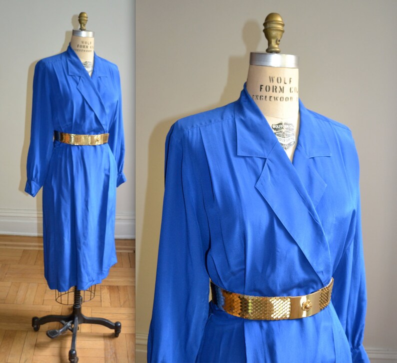 bright blue wrap dress
