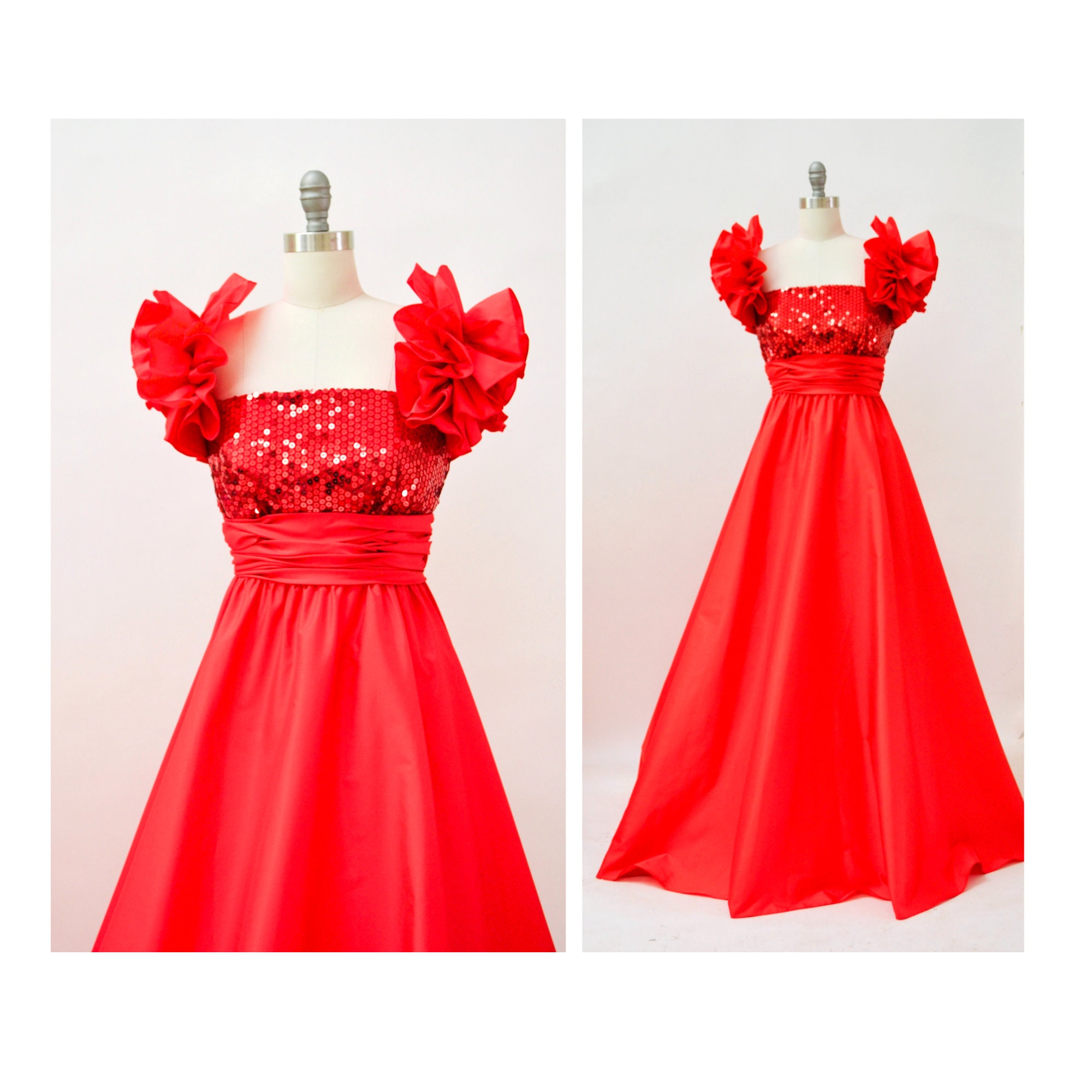 80s Prom Dress Size Small Medium Red 