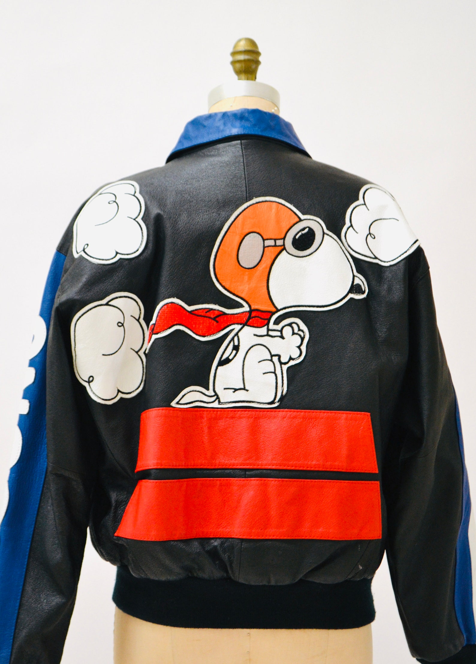 80s 90s Vintage Leather Jacket with Snoopy Dog Peanuts Charlie Etsy