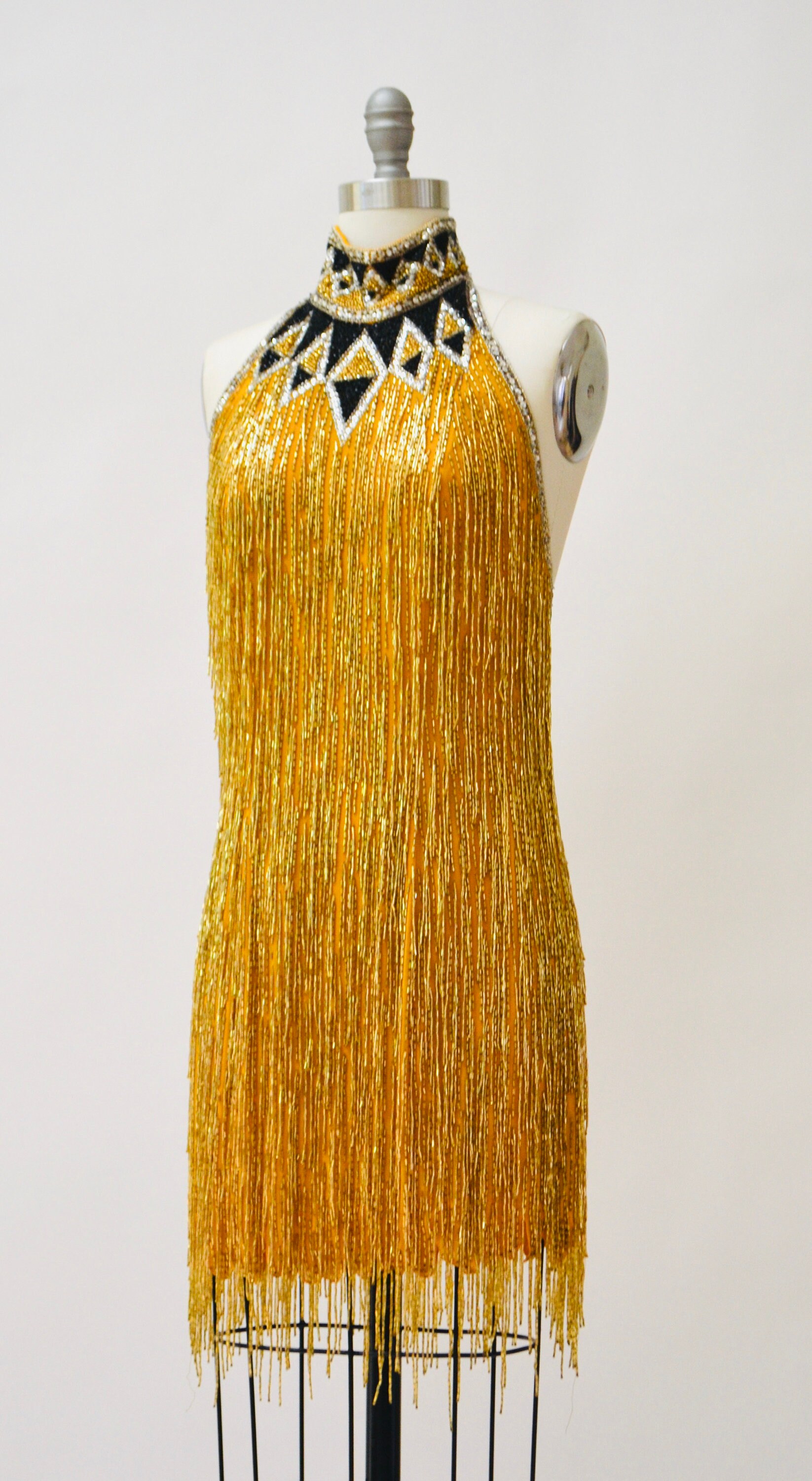 美品　DRAGON DANCE フード付きベスト イエロー Georgette Feather Embellished Halter Neck Woven Maxi Dress