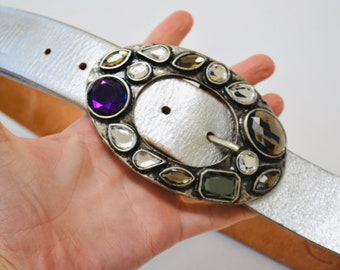 ROBERTO CAVALLI STUDDED LEATHER CLAW BUCKLE BELT | Barhaine