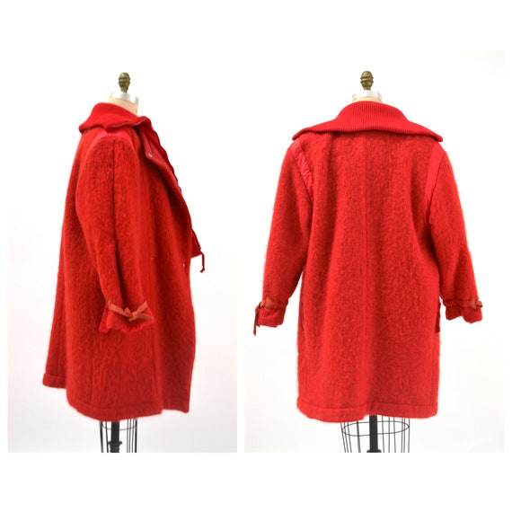 80s 90s Vintage Red Jacket Coat Wool Mohair Jacke… - image 4