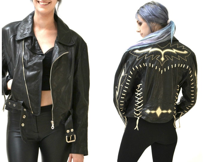 Vintage Black Leather Motorcycle Jacket by North Beach Leather ...