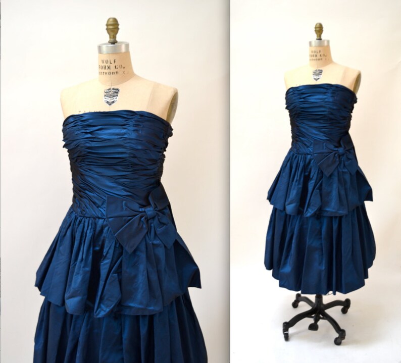 Vintage 80s Prom Dress Size XS Metallic Blue// 80s Party - Etsy