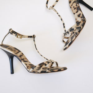 Vintage 00s Strappy Animal Print High Heels Size 7 37 By Roberto Cavalli Leopard Animal Print leather High heels Sandals 37 Roberto Cavalli image 6