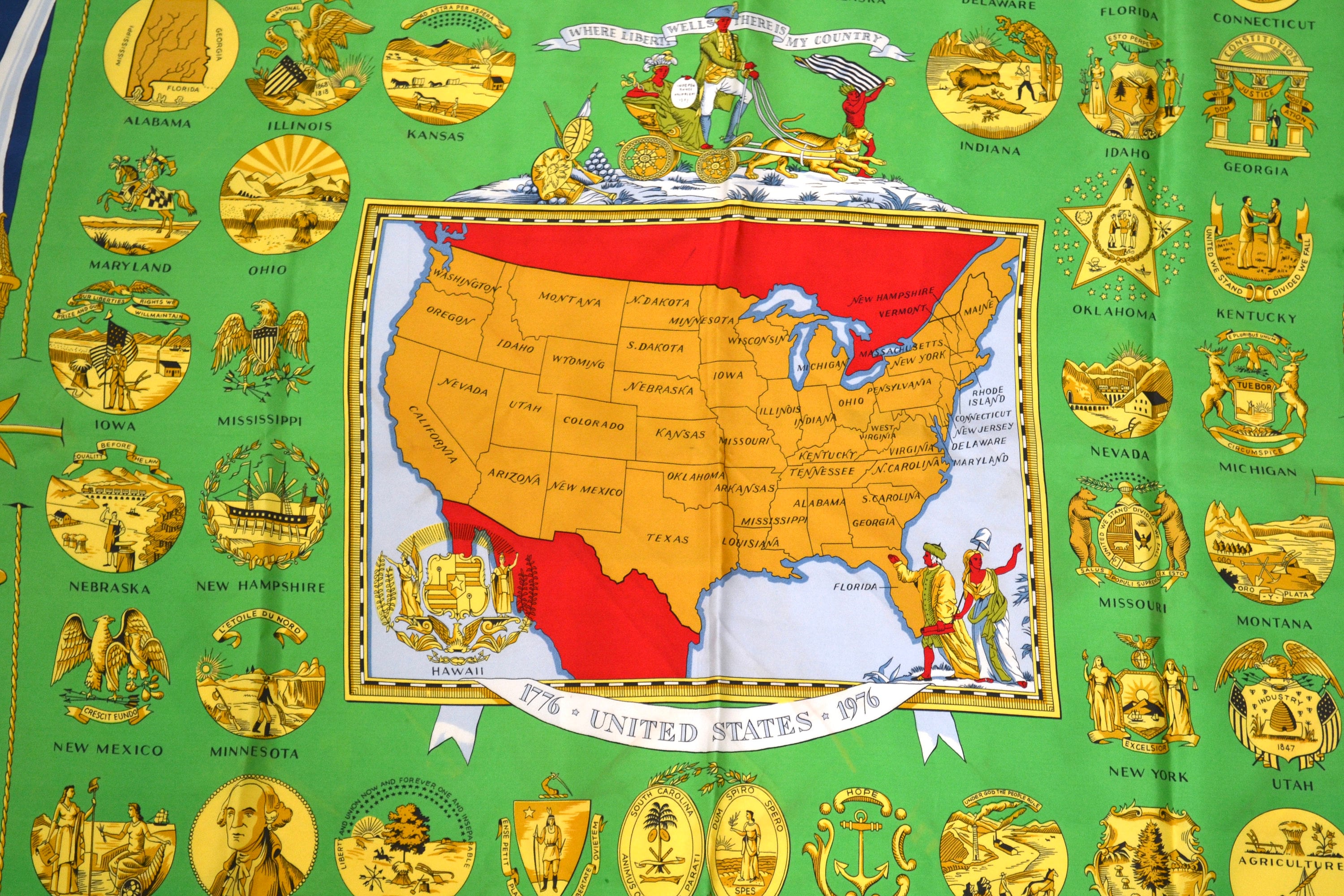 Vintage Hermès Twill Silk Scarf Hermes Arms of the United States