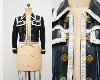 トップス [Italy Vintage]90s Made Leather Vest 80's Vintage Black Rocker Vest Made by Genuine Leather for