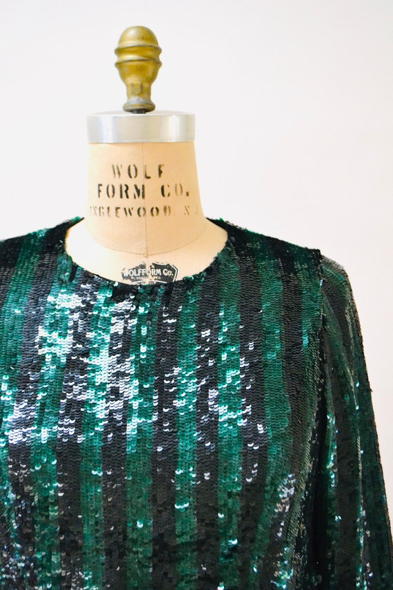 90s 00 Vintage Sequin Shirt Crop Top Medium Large… - image 3