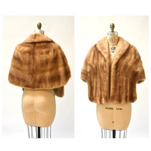 Vintage Mink Stole Honey Blonde Vintage Fur Stole Cape// Vintage Fur Cape in Blonde Cream Brown Winter Wedding image 1