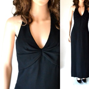 90s Vintage Evening Gown Size Small in Black By Chris Kole for Saks Fifth Avenue Halter Dress Long Black Dress image 1