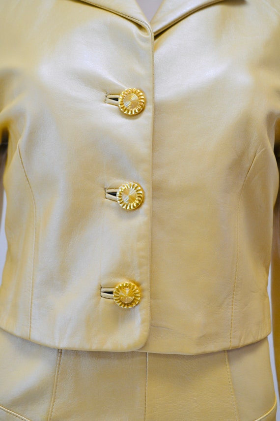 2000s y2k Vintage Yellow Leather Jacket by North Beac… Gem