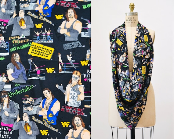 90s Vintage WF Scarf Nicole Miller Silk World Wrestling Federation 