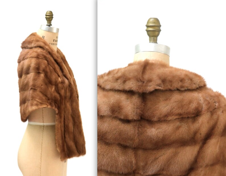 50s Capelet Stole Wrap Brown Sheared Curly Lamb Fur main image 0