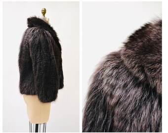 90s Y2k Vintage FENDI Fur Jacket Dark Purple Grey Fur Jacket