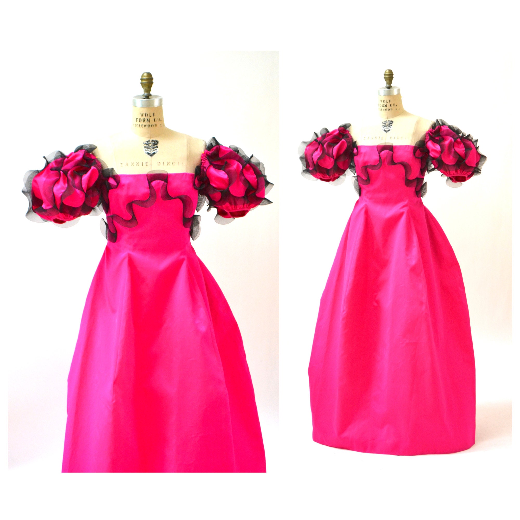 90s Vintage Pink Ball Gown Dress Small Medium By Bill