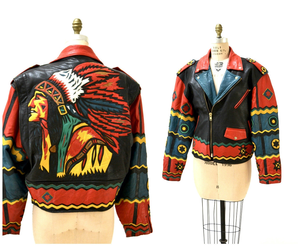 Vintage Black Leather Motorcycle Jacket Cherokee Indian Vintage Black Leather Motorcycle Jacket Cherokee Indian