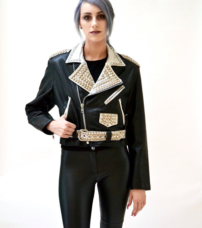 black jacket with rhinestones