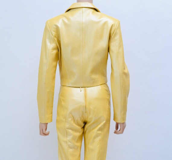 2000s y2k Vintage Yellow Leather Jacket by North Beac… Gem
