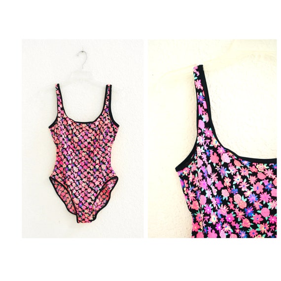 K様épine rétro flower bi-color swim wear VTG Electric Beach Jantzen 2pc Bikini Swimsuit Underwire 80s