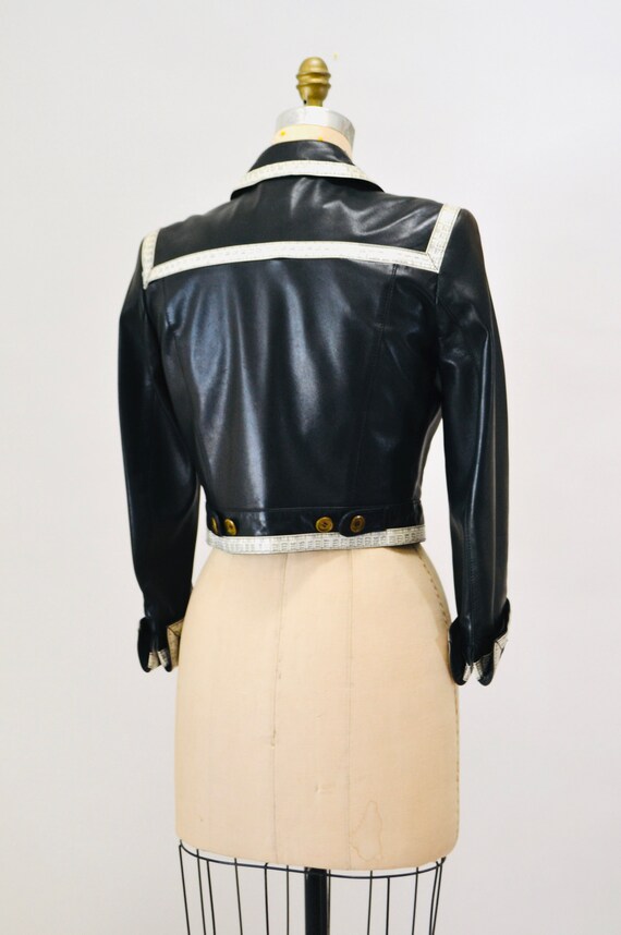 90s Vintage Black Leather Jacket by Moschino Leat… - image 2