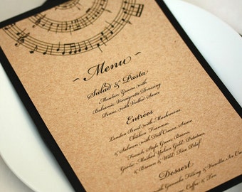 Music Note Dinner or Wedding Menu. DEPOSIT