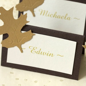 Autumn Oak Leaf Wedding Place Cards. Thanksgiving Dinner Blank Cards. image 2
