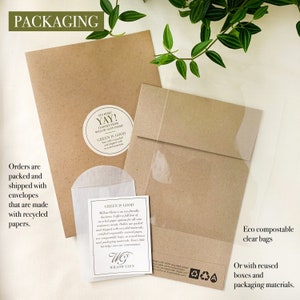 May include: A brown paper envelope with the text "It's here! Yay! Greetings from Willow Glen inside" and "Green is good" on a sticker. The envelope is sitting on a brown surface with a clear plastic bag and a smaller brown envelope with a sticker that says "Green is good" and has the Willow Glen logo.