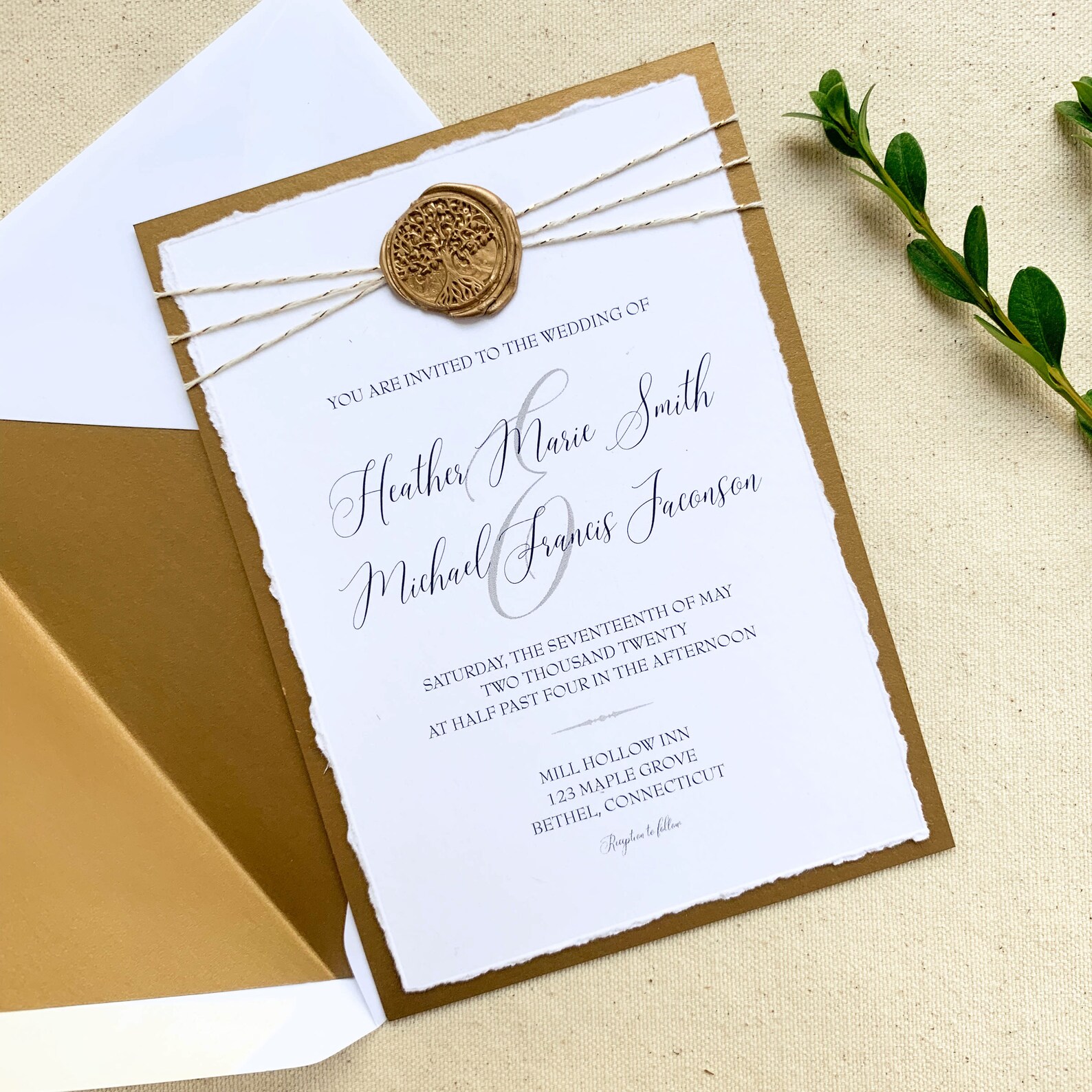 Wax Seal Wedding Invitation. Antique Gold Wedding. Vintage Etsy