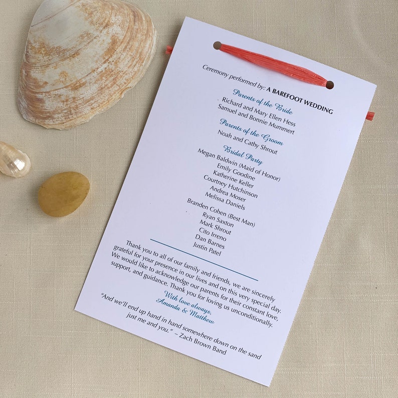 Personalized Beach Starfish Wedding Program. DEPOSIT. image 2