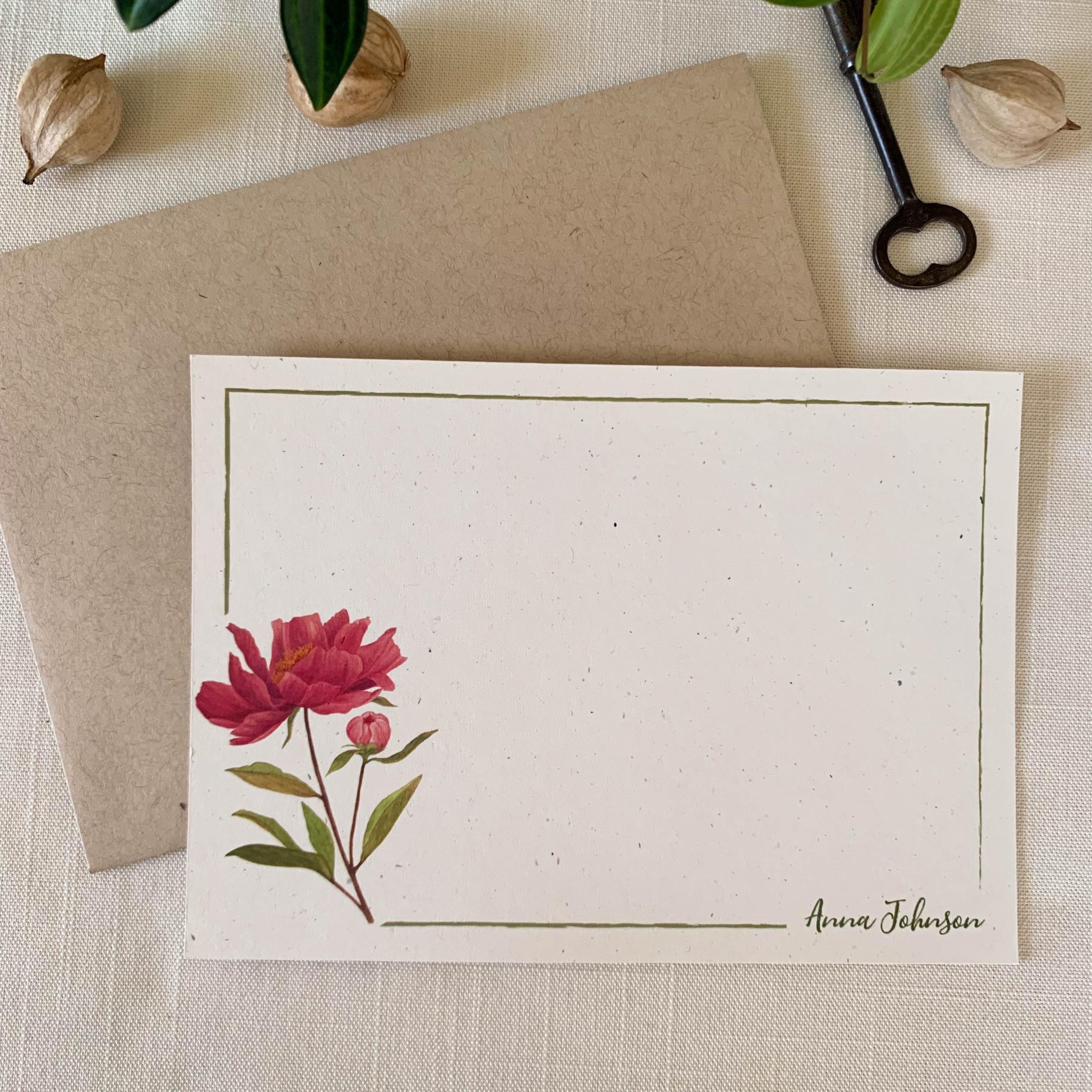 Pretty Peonies 20 Different Notecards & Envelopes (Cards
