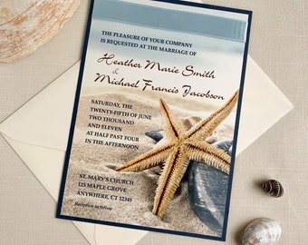 Starfish Wedding Invitation. Beach Wedding. SAMPLE.