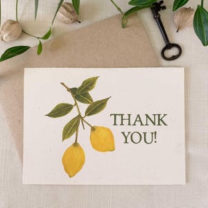 Lemons Thank You Cards. Eco Friendly Watercolor Stationery. Set of 10 A2 Sized Folded Cards.