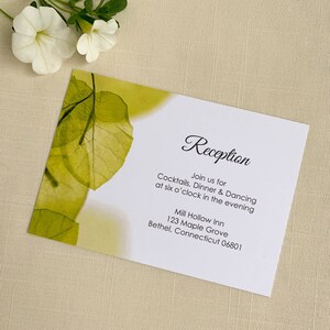 Autumn Green Key Leaf Wedding Invitation Mounted On Wood Grain Paper. DEPOSIT ONLY. image 4