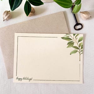 White Berries &quot;Happy Holidays&quot; Notecards. Winter Eco Friendly Watercolor Stationery Set of 10 Flat Note Cards In Larger A6 Card Size.