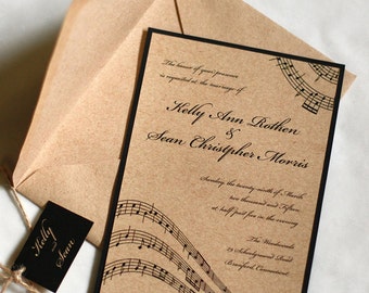Music Wedding Invitation. Music Notes Wedding. DEPOSIT ONLY.