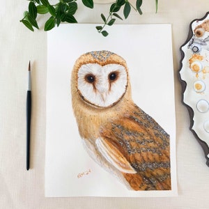 Barn Owl Original Watercolor Painting. 9 x 12. Unframed.