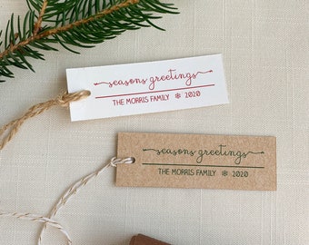 Christmas "Seasons Greetings" Personalized Gift Tags. Set of 20 Holiday Tags.