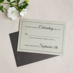 Autumn Green Key Leaf Wedding Invitation Mounted On Wood Grain Paper. DEPOSIT ONLY. image 3