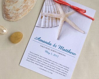 Personalized Beach Starfish Wedding Program. DEPOSIT.