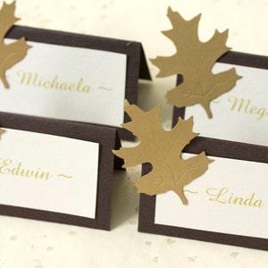 Autumn Oak Leaf Wedding Place Cards. Thanksgiving Dinner Blank Cards. image 4
