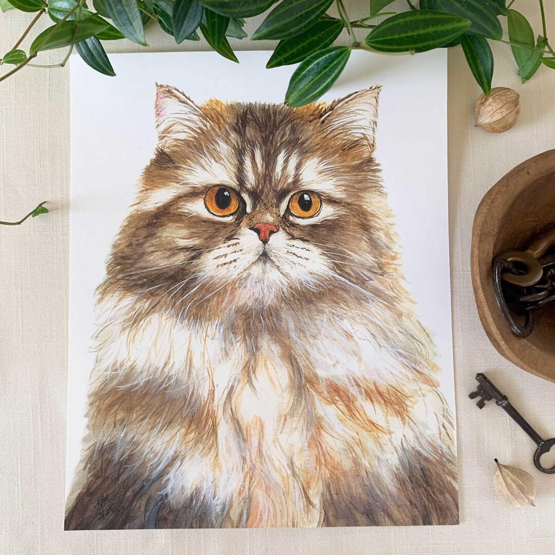 Persian Cat Watercolor Art Print. Pet Lover Wall Decor. 8 X 10 Unframed ...