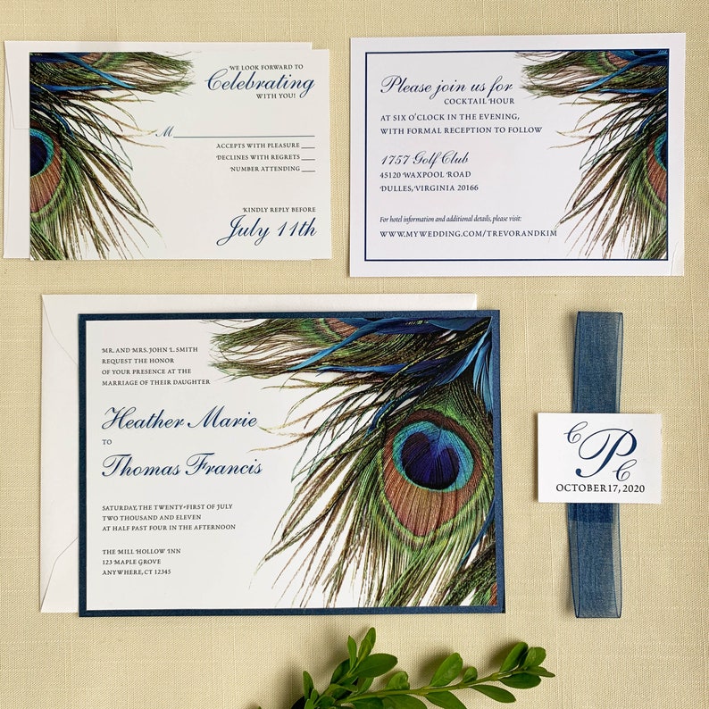 Peacock Wedding Invitation | Etsy