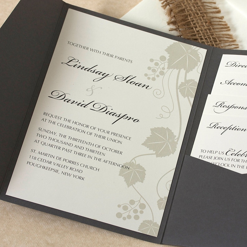 Grape Vine Wedding Invitation Vineyard Wedding Invitation Etsy