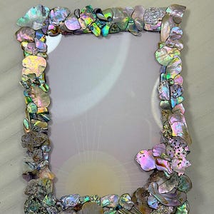 Abalone Mosaic Picture Frame –  Coastal Shell Art with Iridescent Seashell Inlay | Eco-Friendly  Beach Decor | Handcrafted | Upcycled