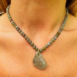 Roman Glass Necklace – Ancient Glass Pendant with Vintage Metal Accents | Boho Coastal Chic | One of a Kind