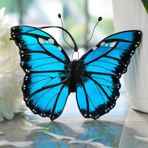 Blue Morpho Butterfly Suncatcher, Blue Butterfly, Bonus Mom Gift, Sun Catcher for Her, Sun Catcher Butterfly, Butterfly Lover Gift