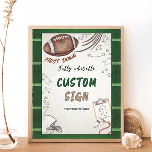 Football Birthday Custom Sign: Editable Game Day Banner (Instant Download, DIY Canva Template)