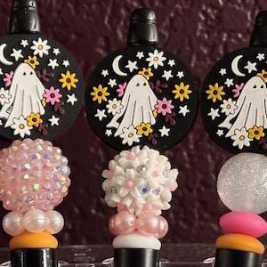 cute spooky beaded pen with ghost